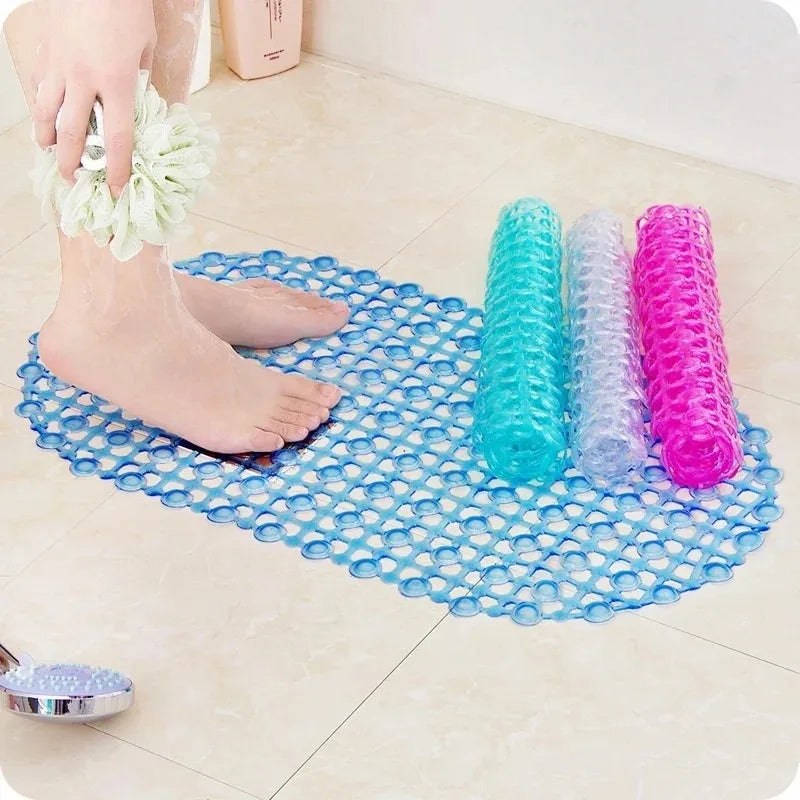 tapis bain moderne vague bleu rose blanc environnement salle bain alvéolaire minimaliste