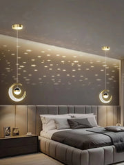 lampe suspendue étoiles projection or argenté moderne chambre salon