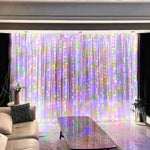 rideau lumineux multicolore transparent 100 led modes télécommande moderne festif