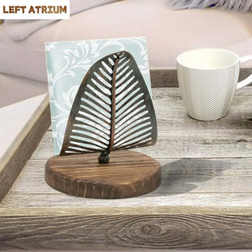 support feuille découpée marron bronze gris naturel rustique décoratif livre tablette fixé socle bois