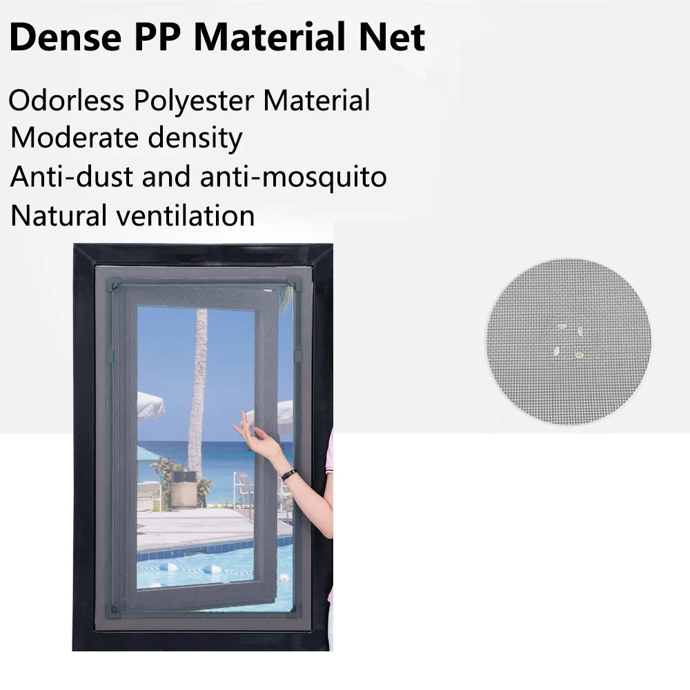 filet fenêtre aimants gris maille fine moderne anti moustiques lavable réglable porte fenêtre polyester