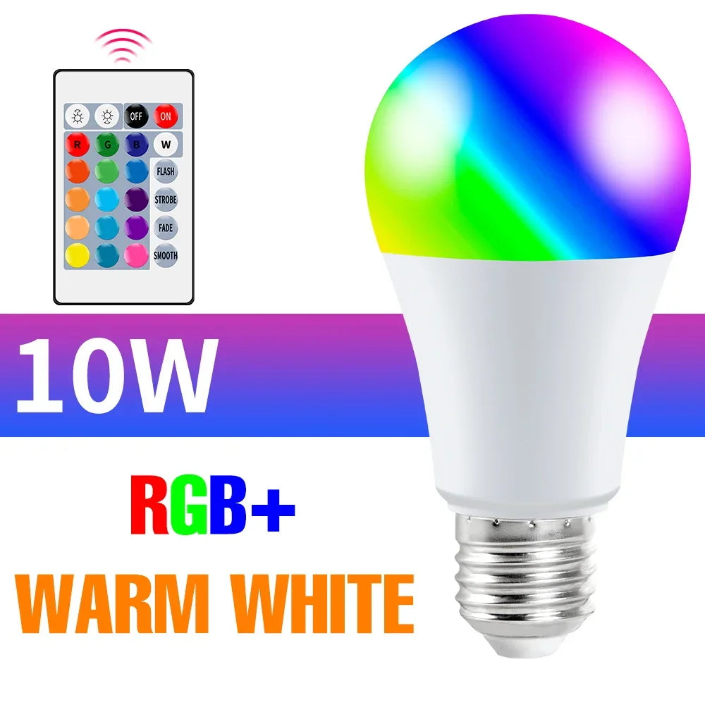 ampoule led rgb 25w e27 blanc multicolore transparente moderne télécommande 24touches lumière ambiance chambre