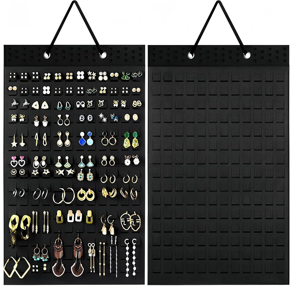porte boucles mural noir grille carrés moderne rangement suspendu bijoux organiser