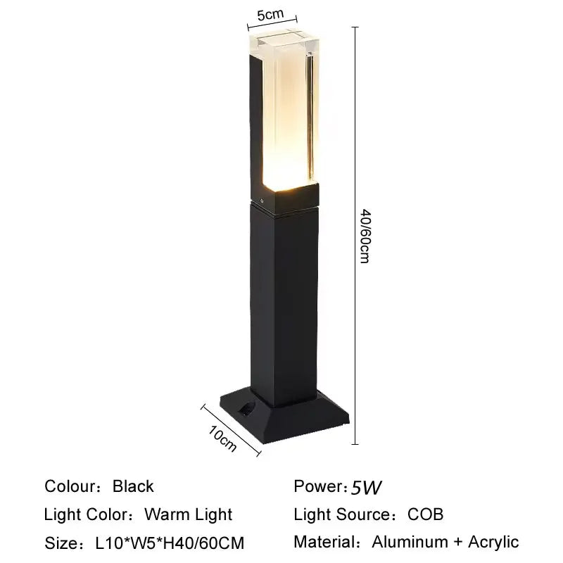 lumière solaire moderne noire ip65 40cm 60cm led jardin extérieur