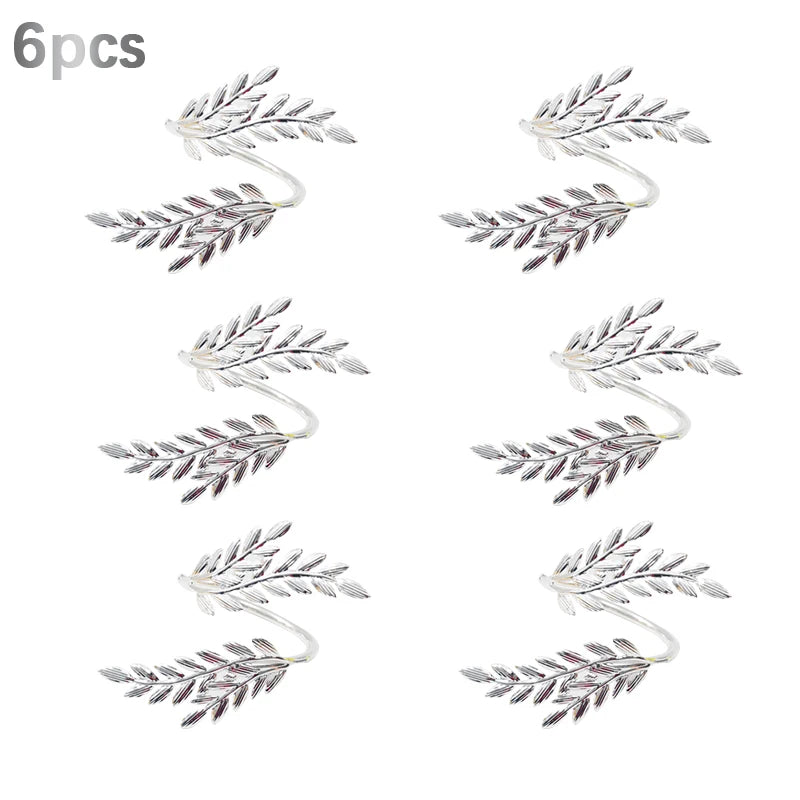 boucles serviette or argent feuilles stylisées anneau décoration table classique set festifs