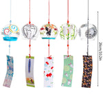 mobiles vent japonais verre transparent poissons chats décor extérieur rouge vert bleu blanc