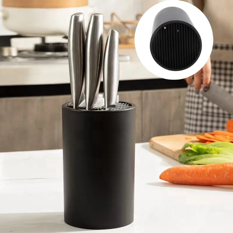 porte couteaux moderne couteaux damasquinés ciseaux rangement cuisine noir argenté minimaliste respectueux environnement