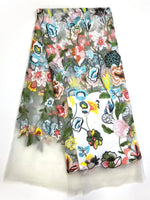 tissu africain dentelle verte brodée floral transparent élégant robe haute qualité yards