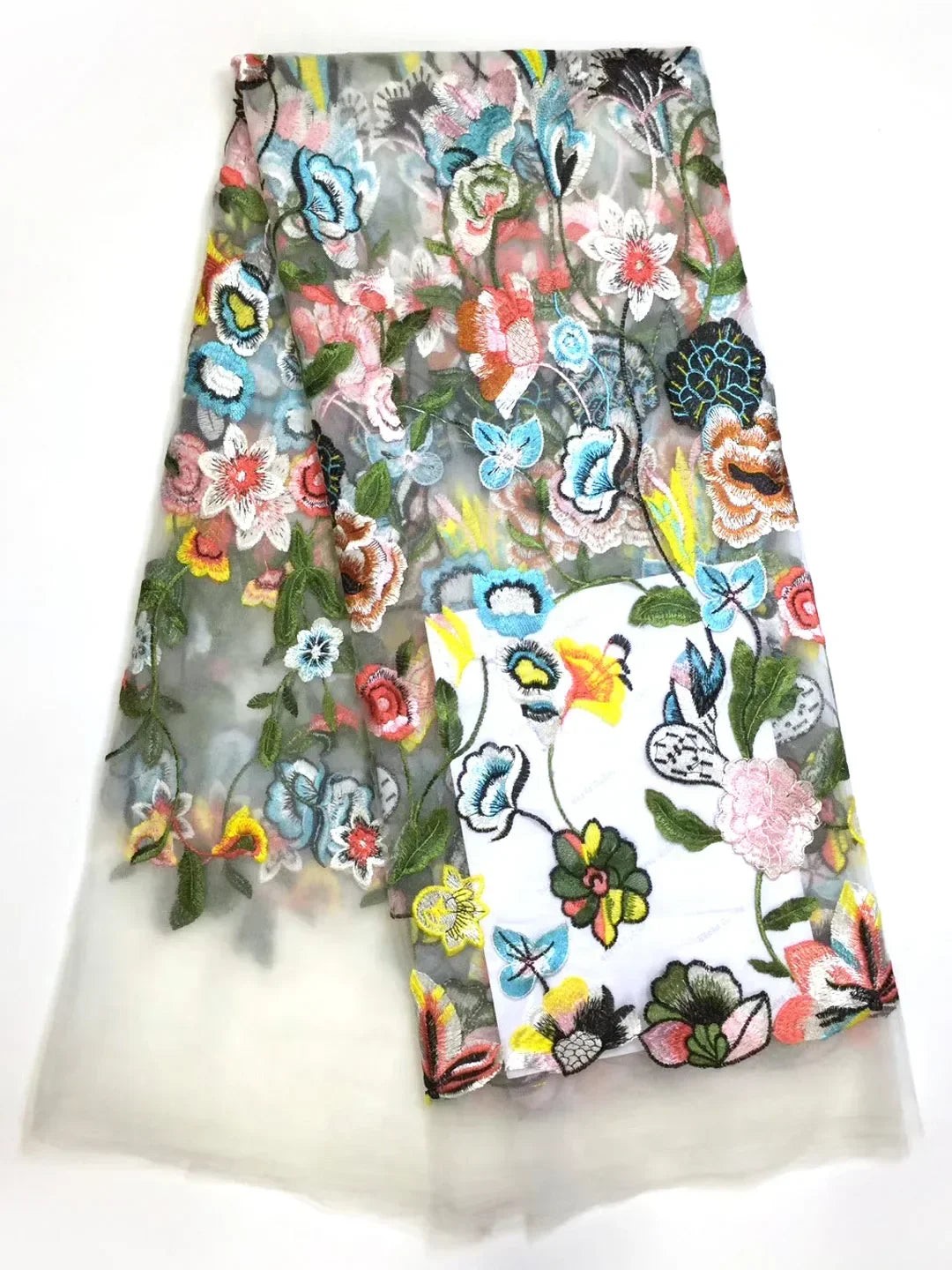 tissu africain dentelle verte brodée floral transparent élégant robe haute qualité yards