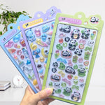 sticker 3d animaux mignons cartoon violet bleu rose vert clip