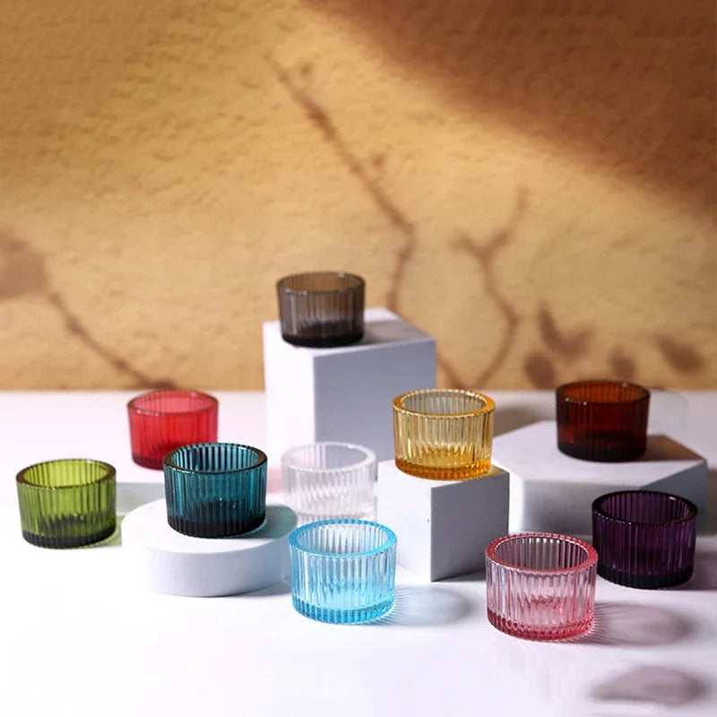 bougeoirs rose rayées modernes support bougie décoration table mariage tealights pack 10