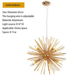 suspension lumineuse or moderne branches radiales ampoules incluses 55cm 65cm 70cm