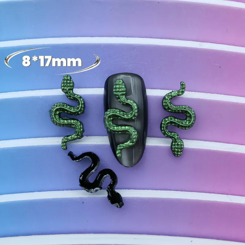 serpents relief glitter noirs dorés verts bleus violets opaques 8*17mm occasion noël