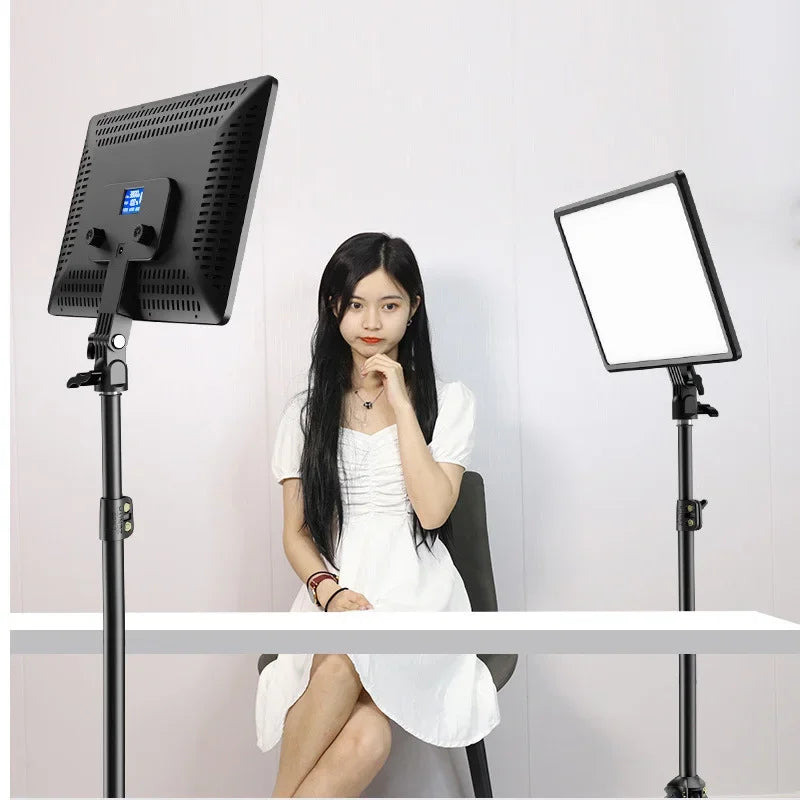 lampe led studio photo noir moderne réglable télécommande lcd