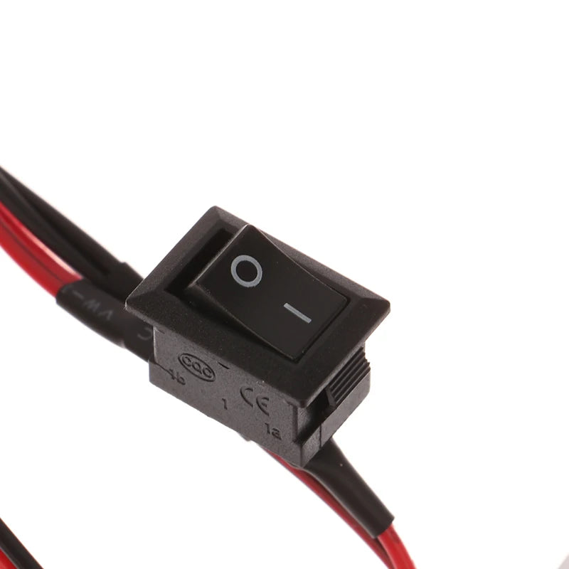 interrupteur led noir classique adhésif câbles noirs rouges