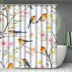 rideau douche fleuri papillon polyester respectueux environnement classique romantique anneaux métalliques