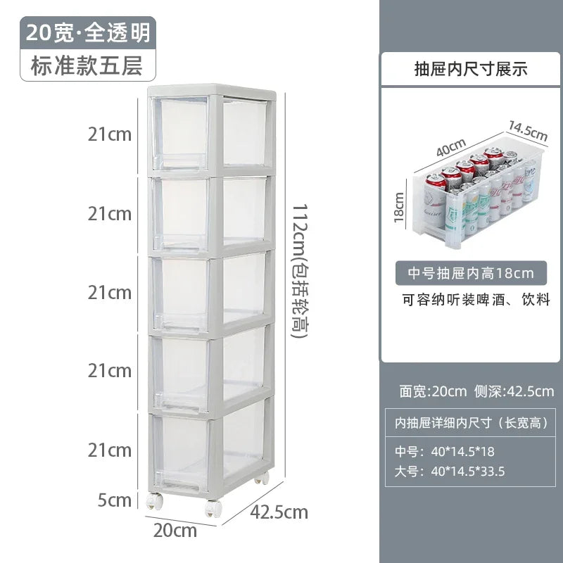 meuble rangement modulaire blanc boîtes transparentes roulettes organisation maison moderne