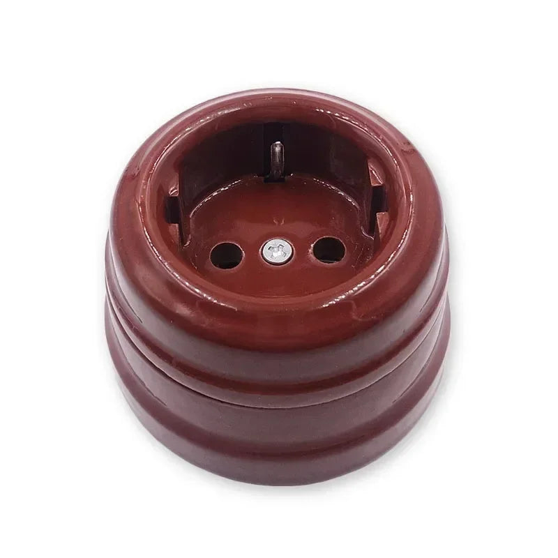 interrupteur bouton céramique classique vintage noir blanc marron mat opacité trous