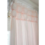 rideau rose clair ruché brodé semi transparent classique romantique maison