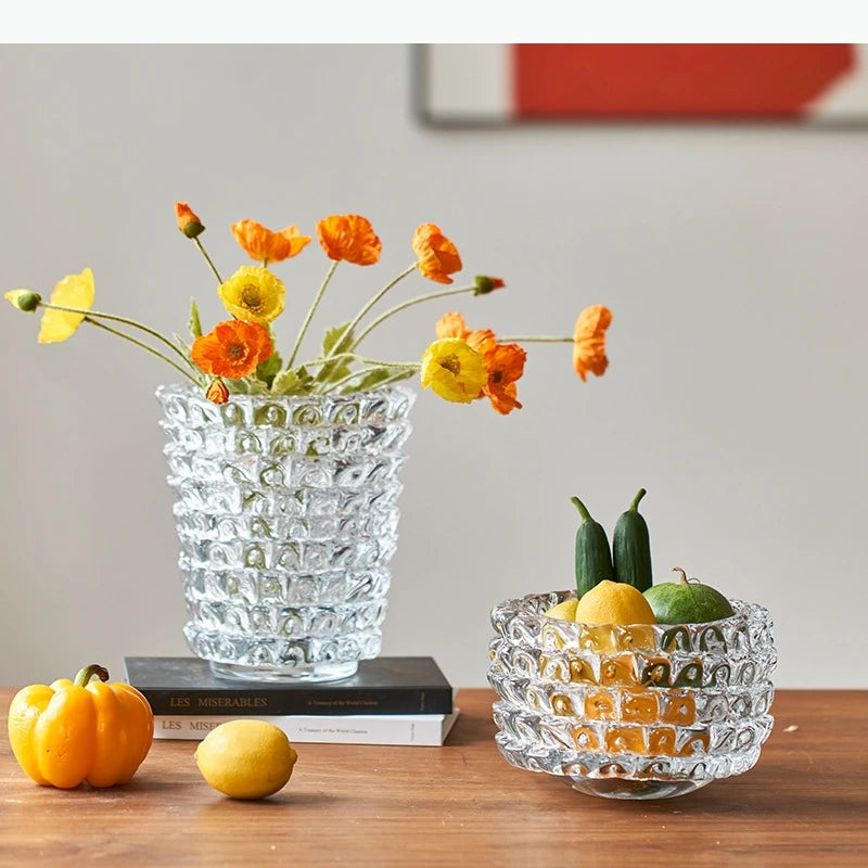 vase moderne transparent froissé arrangement floral décoration pot fleur hydroponie