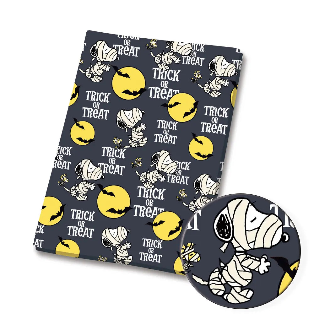 papier cadeau snoopy halloween espace fleurs autocollant illustration orange bleu marine noir blanc rose