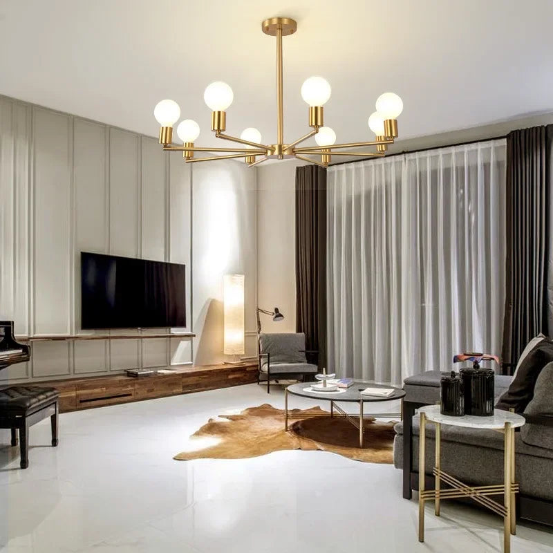 chandelier industriel moderne or noir ampoules e26 verre transparent