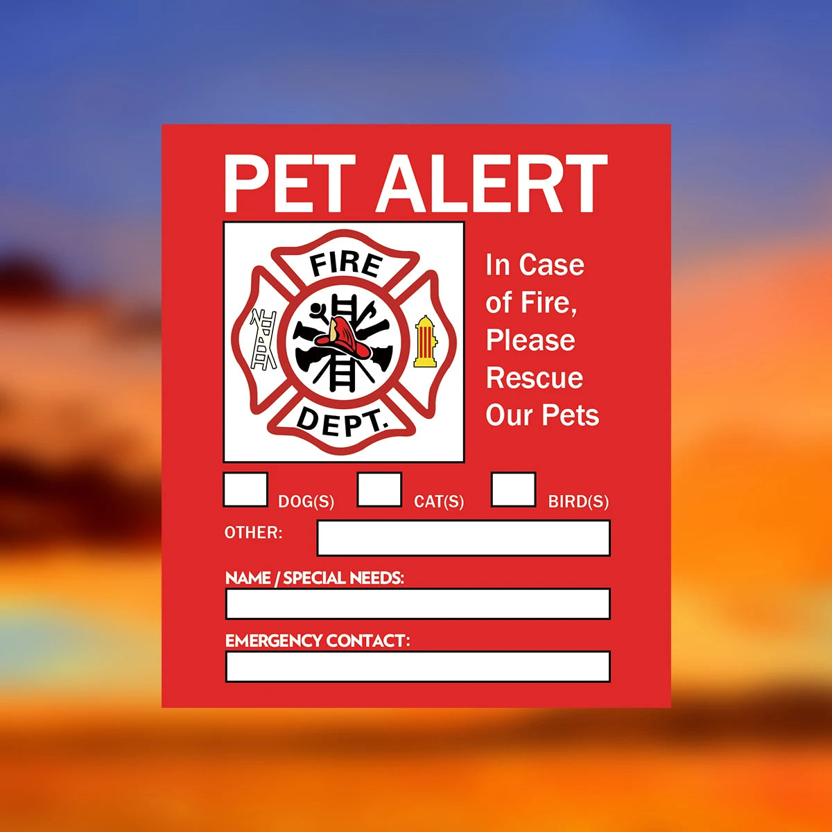autocollants urgence animaux compagnie chiens chats oiseaux pompe incendie numéro d'urgence graphique informatif stickers