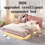 lit suspendu moderne rose gris clair chenille doux oreillers couverture drap plat coussin sol