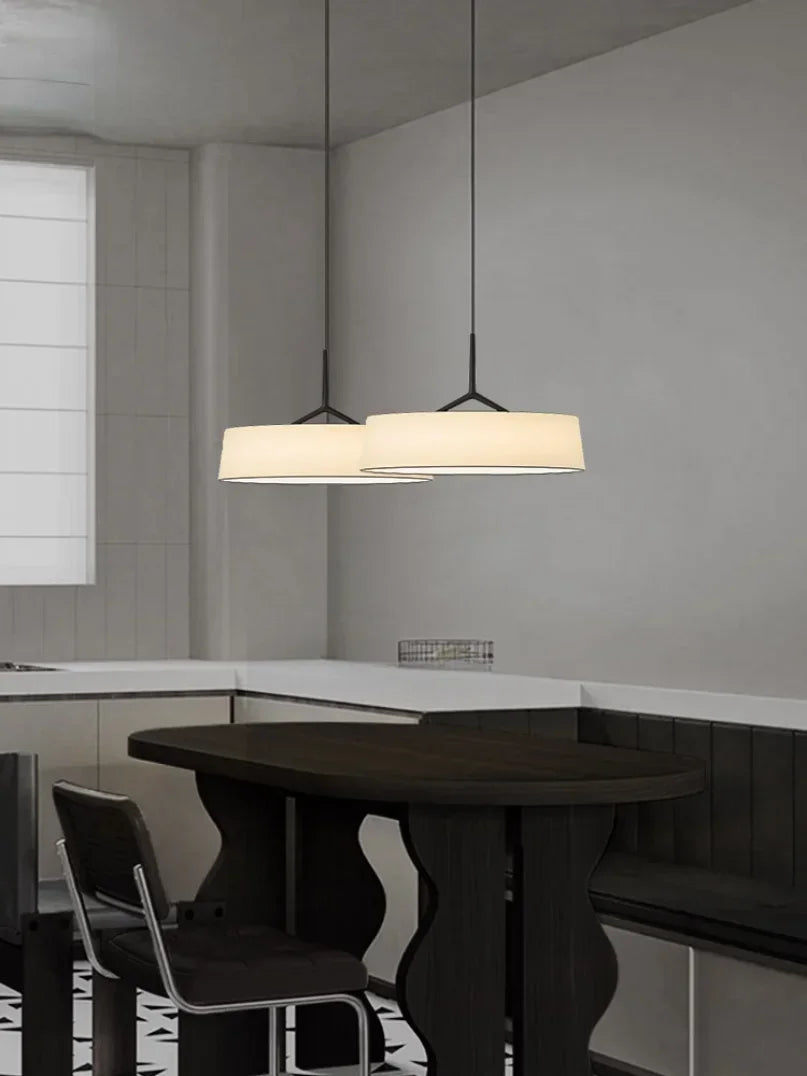 suspension lumineuse moderne minimaliste abat jour blanc structure marron texturé métal 90 260V