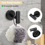 accessoires salle bain noir mat modernes fixés mur barre serviettes anneau papier toilette crochets