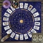 tapis tarot zodiaque astrologique cartes tarot noir violet bleu marine moderne mystique geométrique