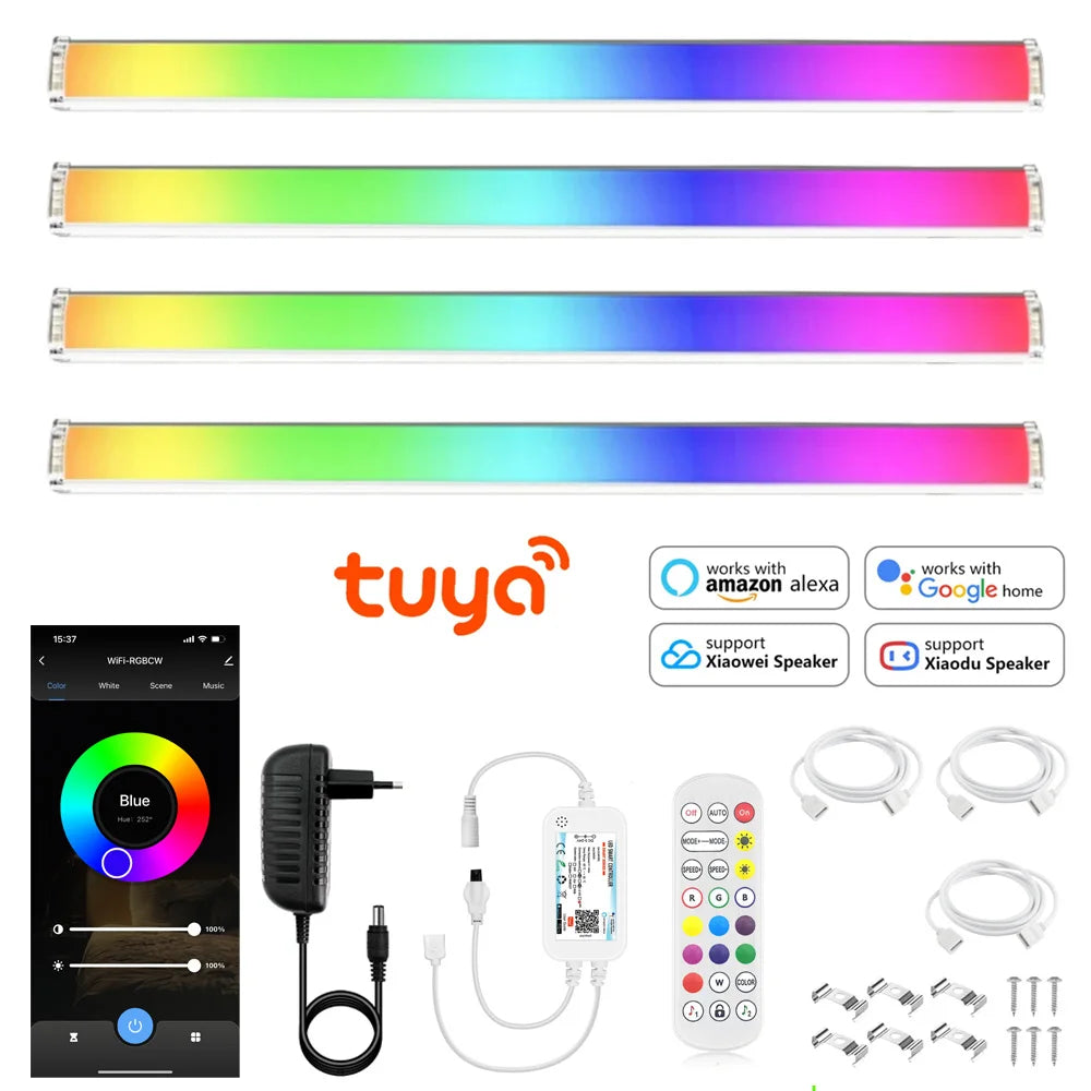 bande lumineuse led multicolore 30cm clips moderne app commande vocale tuya wifi 4pcs full