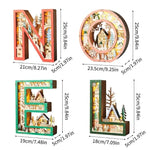 lettres décoratives noël rouge vert artisanal flocons neige manteau étagère affichage bois lumineux