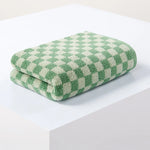 serviettes bain coton carreaux violet orange vert gris rapide moderne