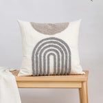 coussin moderne couverture 45x45cm gris blanc motif géométrique circulaire lavable décoration canapé nordique