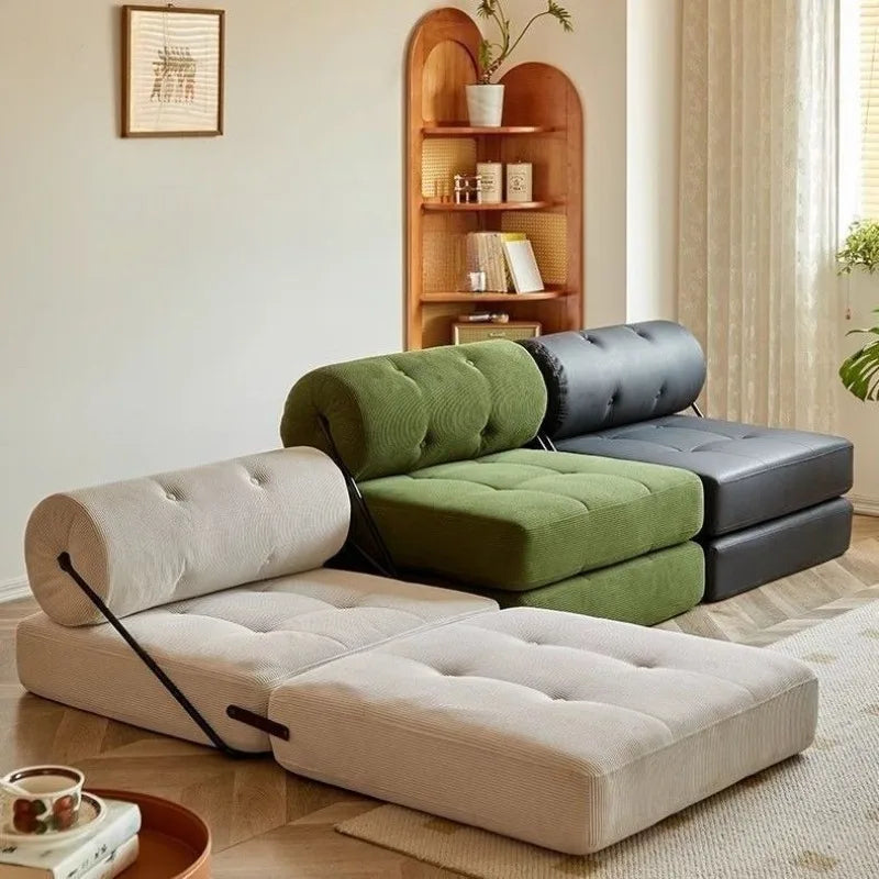 canapé lit moderne velours beige vert noir matelas coussin amovible