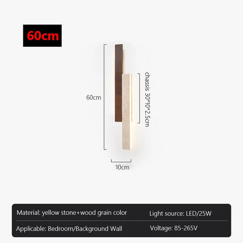 applique murale moderne pierre naturelle marron foncé led mur 130cm cuisine chambre salon
