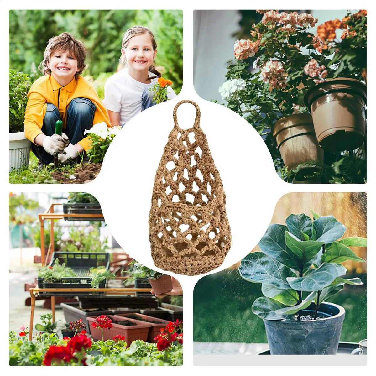 panier suspendu boho panier crocheté motifs géométriques plante intérieur décoration chambre salon