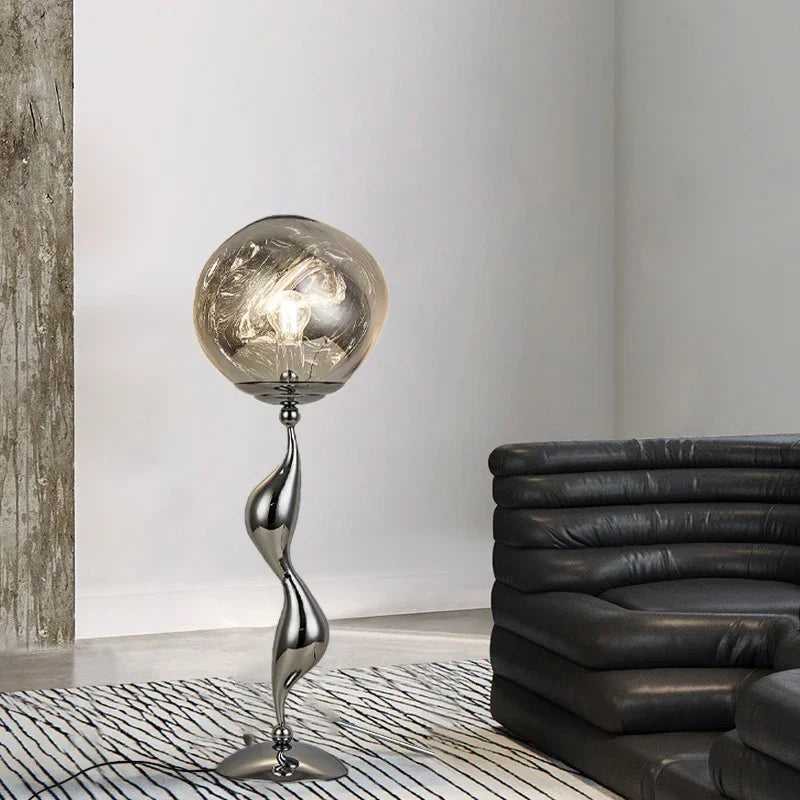 lampe sol moderne ondulé argenté luminaire intérieur décoratif led salon chambre