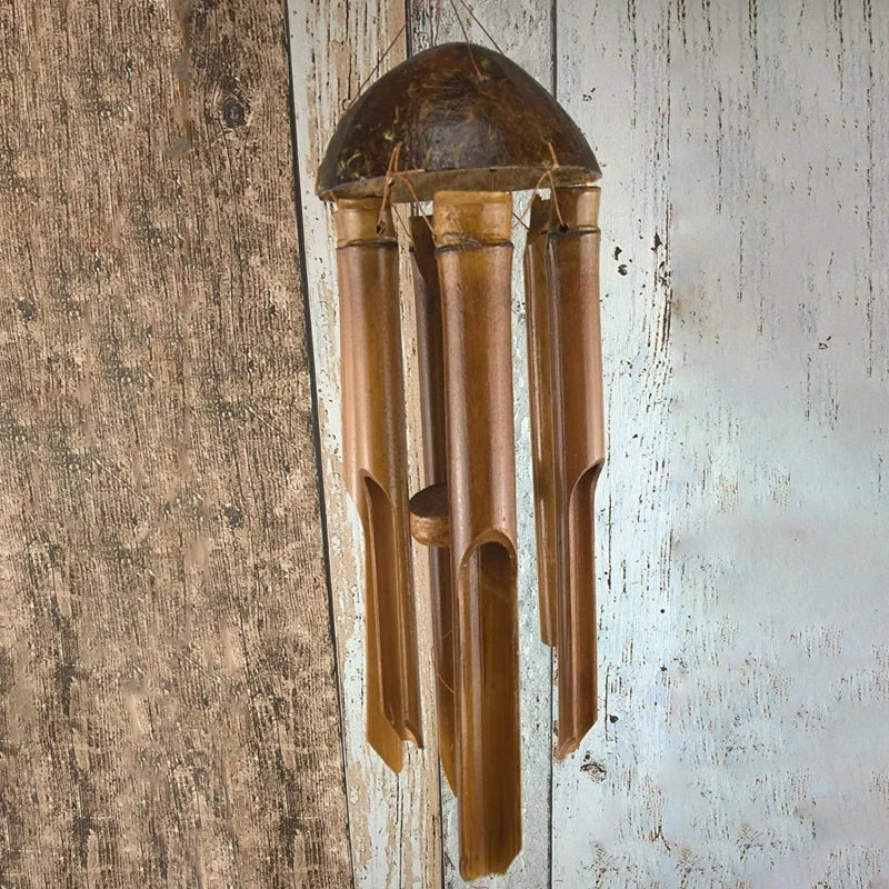 décoration murale bambou noix coco musique rustique naturelle artisanale porte jardin maison