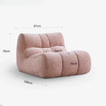 Fauteuil moderne tissu bouclé beige clair coussins d'assise dossier minimaliste
