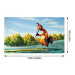 affiche murale coq moderne orange noire blanche bleue verte marron opaque 150x90cm decoration interieur