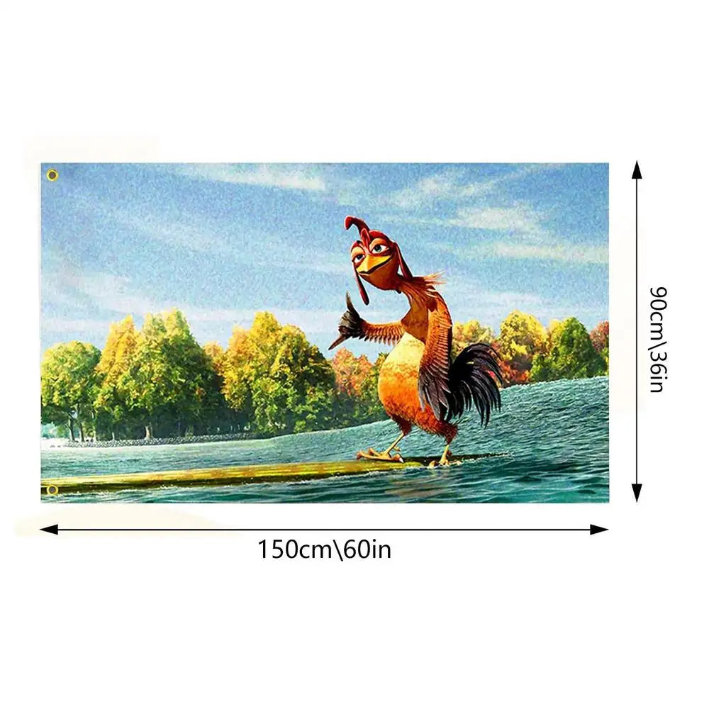 affiche murale coq moderne orange noire blanche bleue verte marron opaque 150x90cm decoration interieur