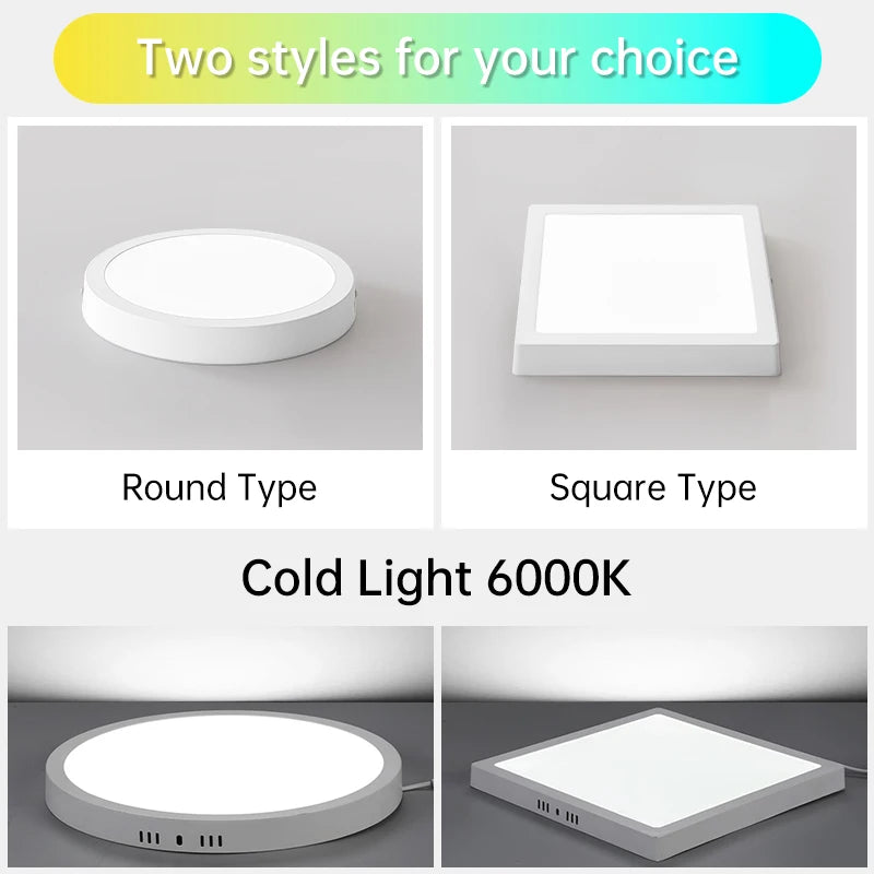 Lampe led blanc moderne ultra fine rond carré 30w 20w 15w 10w