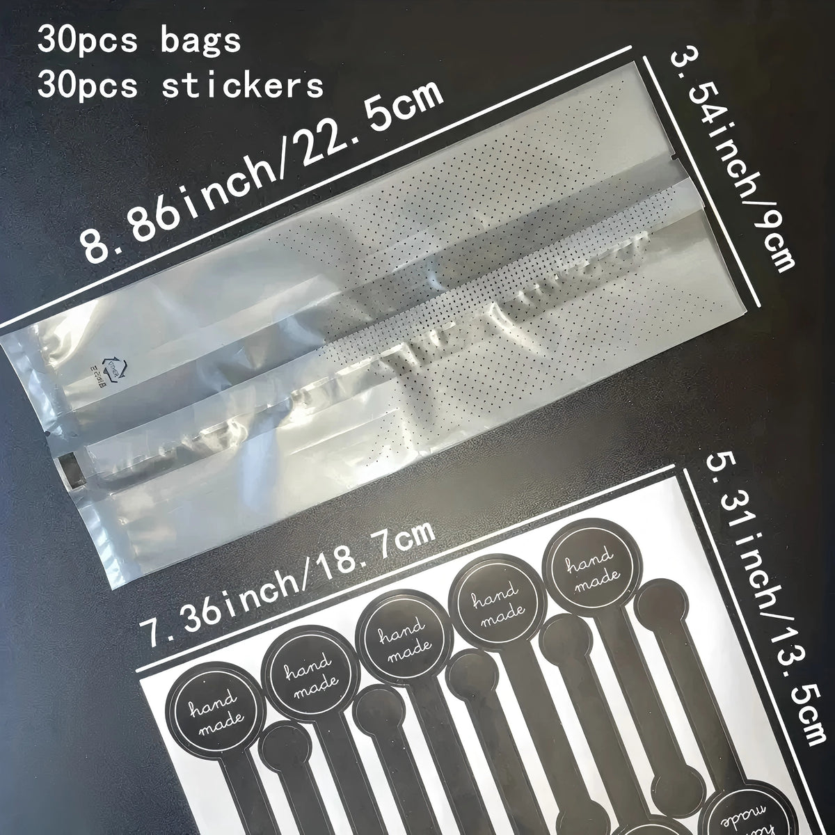 sachets cadeaux polka dots blancs noirs translucides fermés rubans noirs anniversaires fêtes mariage noël