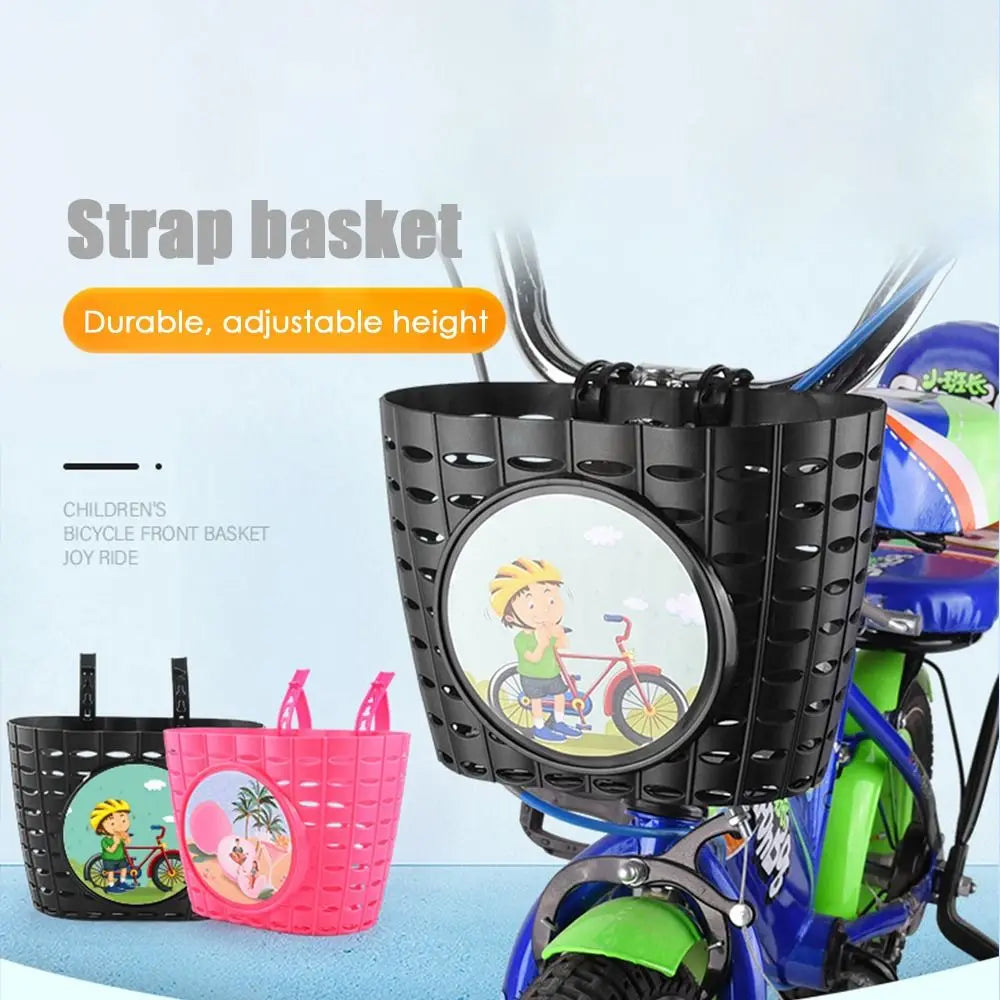 panier vélo enfant noir rose motifs cartoon clips moderne