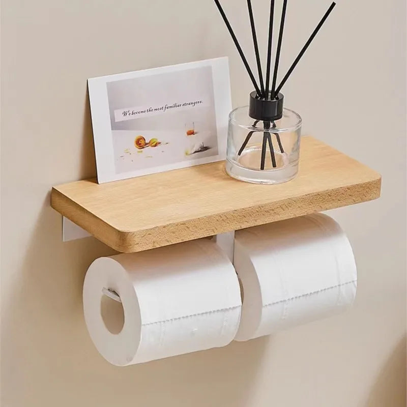 étagère murale moderne bois naturel adhésive téléphone portable papier toilette lunettes parfum minimaliste porte