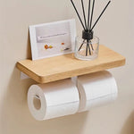 étagère murale moderne bois naturel adhésive téléphone portable papier toilette lunettes parfum minimaliste porte