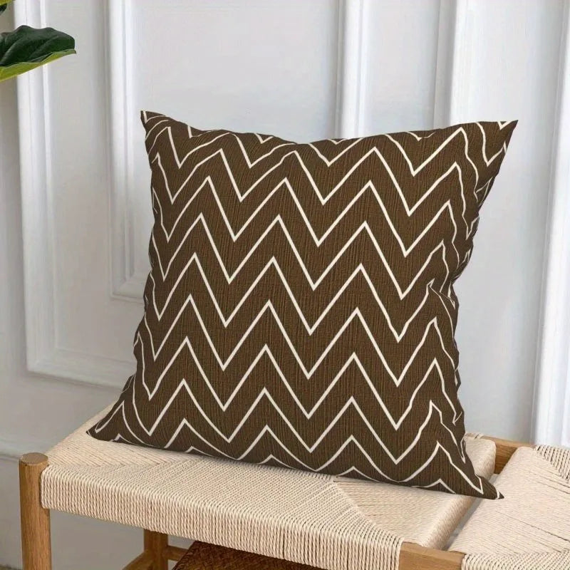 housse coussin polyester motif géométrique moderne marron blanc salon chambre voiture