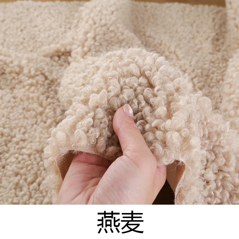 tissu bouclé imitation laine peluche beige bleu rose vert blanc poupée bricolage diy